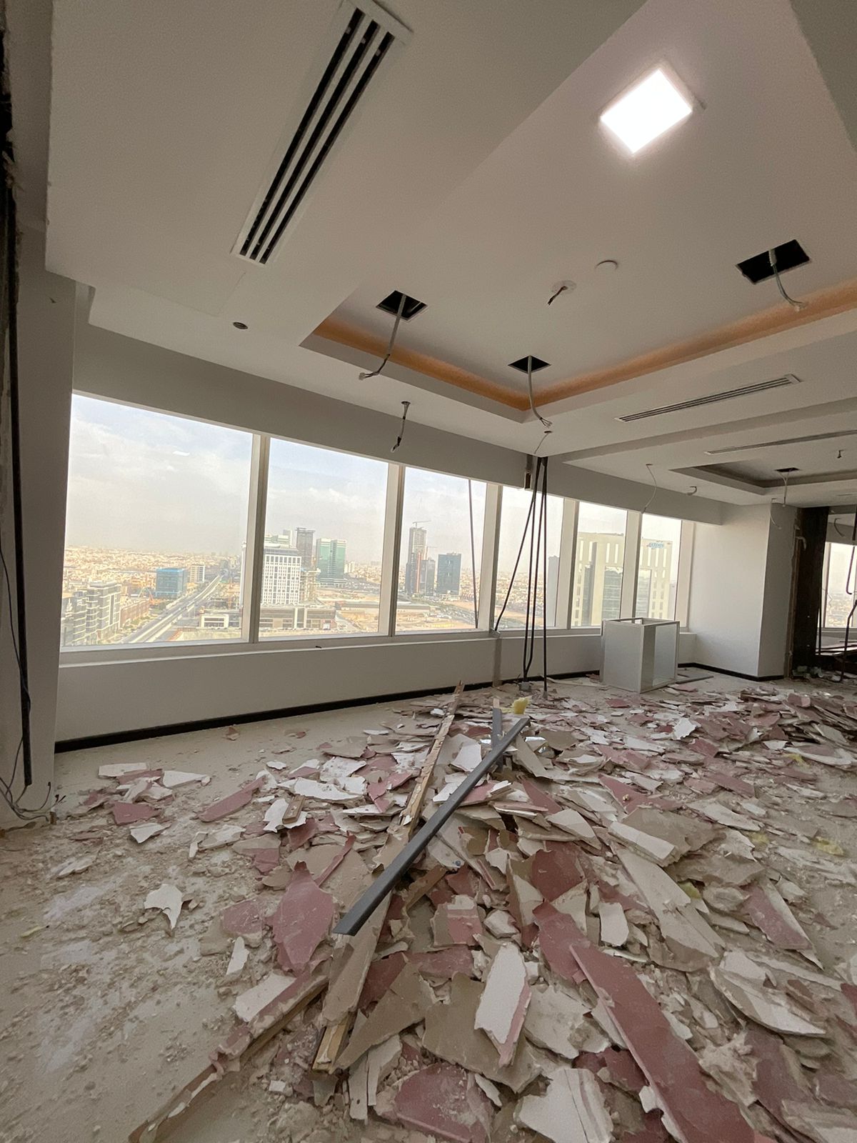 Office fit-out Riyadh construction process - Hanwha project interior framing